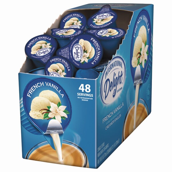 International Delight Flavored Liquid Non-Dairy Coffee Creamer, French Vanilla, 0.44 oz Mini Cups, 48PK - WWI02282