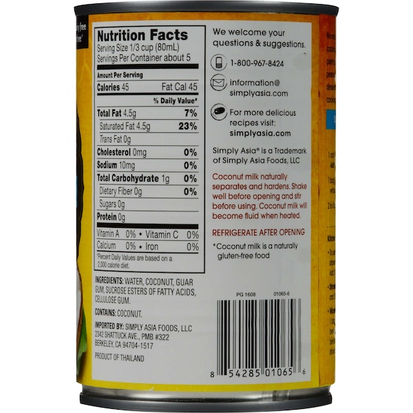 Simply Asia Simply Asia Coconut Milk, PK24 - 901478106