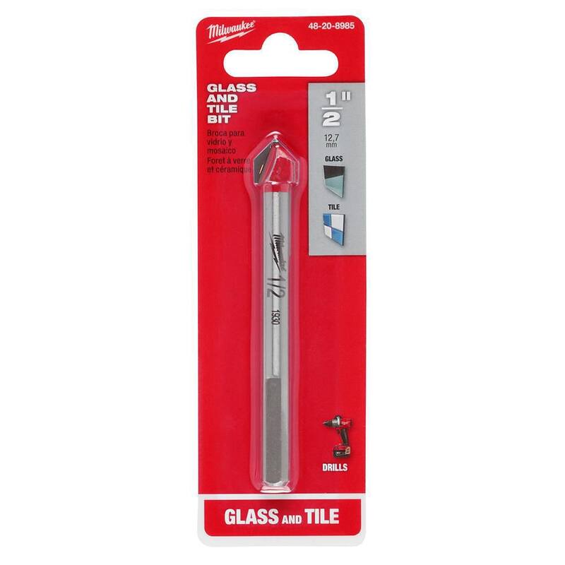 Broca de vidrio y azulejo con punta de carburo de 1/2 pulgadas de Milwaukee - 48-20-8985