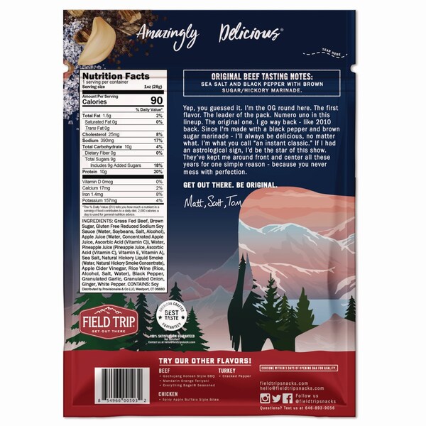 Field Trip Beef Jerky, Original, 1 oz Bag, 12PK - FLD00503