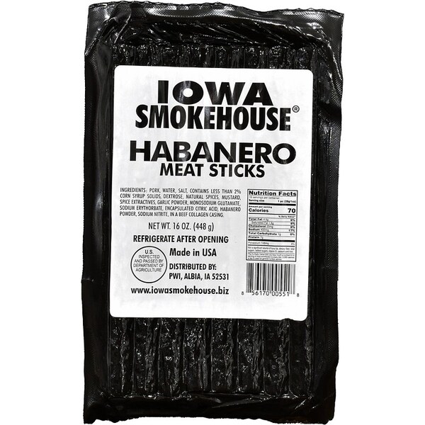 Iowa Smokehouse Meat Stick, Habanero, 16 oz - IS-16MSH