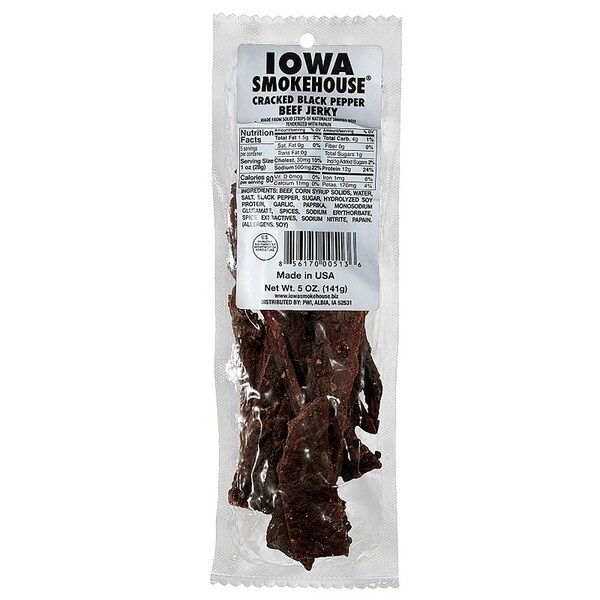 Iowa Smokehouse JERKEY BEEF CRKD BLK PEPR 5OZ - IS-5JP