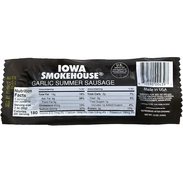 Iowa Smokehouse SAUSAGE SUMMER GARLIC 12OZ - IS-SS12G
