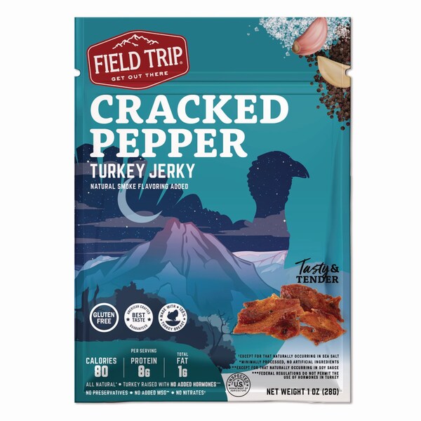 Field Trip Turkey Jerky, Cracked Pepper Turkey, 1 oz Bag, 12PK - FLD00508