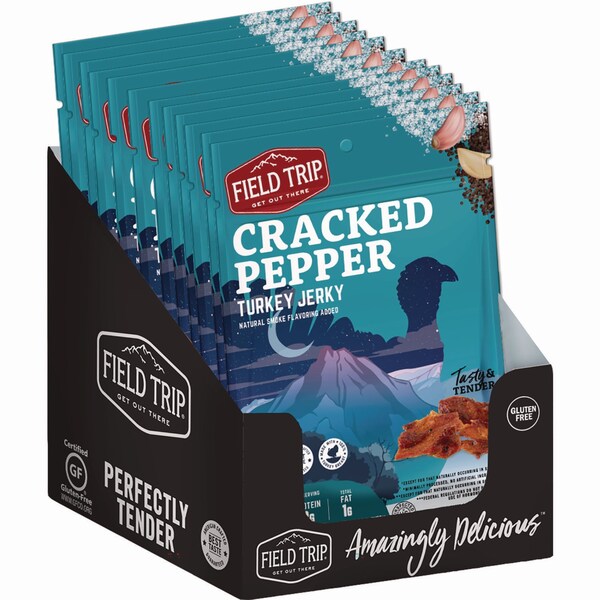 Field Trip Turkey Jerky, Cracked Pepper Turkey, 1 oz Bag, 12PK - FLD00508