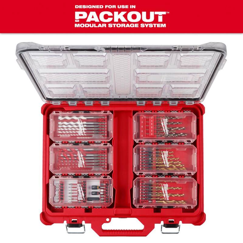 Kit de brocas para taladro de martillo de carburo SHOCKWAVE de Milwaukee con kit de sierra de agujero de carburo BIG HAWG (15 piezas) - 48-20-9052-49-56-9285