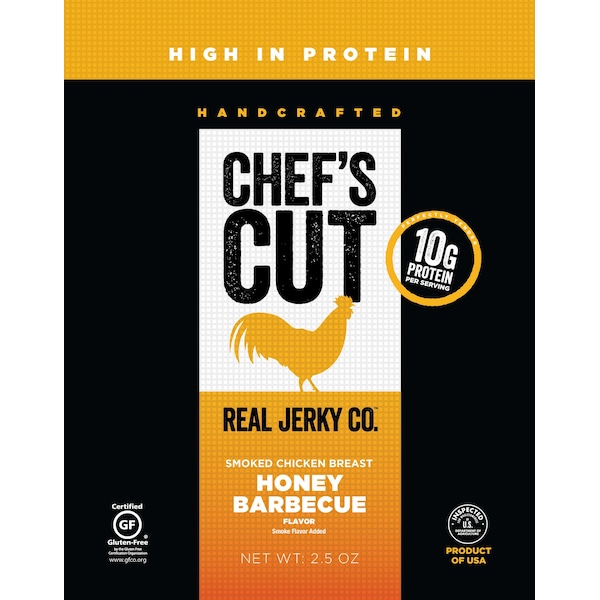 Chefs Cut Real Jerky Co Smoked Chicken Breast Honey Barbeque 2.5 oz., PK8 - 5034