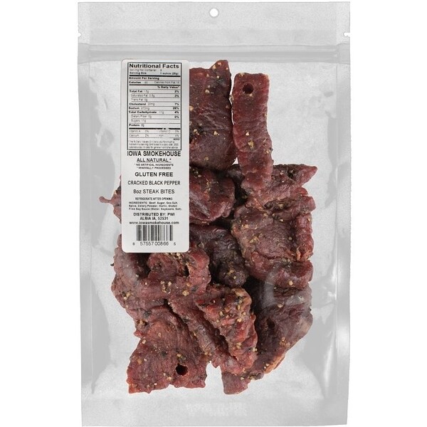 Iowa Smokehouse Steak Bites, Red Pepper, 8 oz Resealable Bag - IS-SBRP-6CT