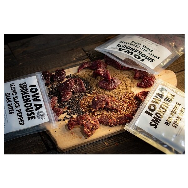 Iowa Smokehouse Steak Bites, Red Pepper, 8 oz Resealable Bag - IS-SBRP-6CT