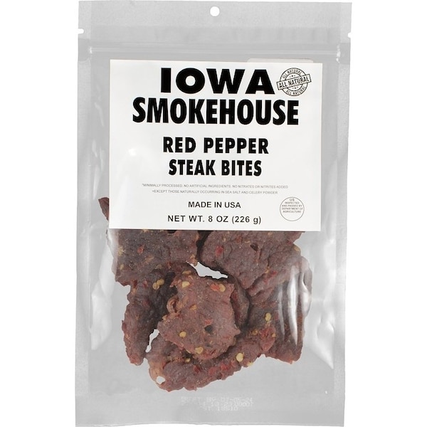 Iowa Smokehouse Steak Bites, Red Pepper, 8 oz Resealable Bag - IS-SBRP-6CT