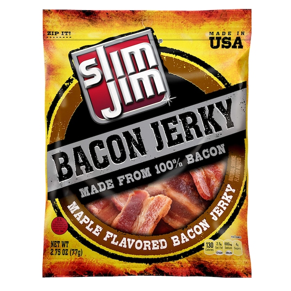Slim Jim Slim Jim Maple Bacon Jerky 2.75 oz. Bags, PK8 - 2620017235