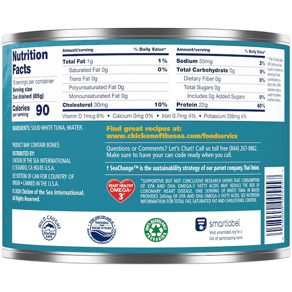 Chicken Of The Sea Low Sodium Solid Albacore Tuna In Water 66.5 oz., PK6 - 10048000005554