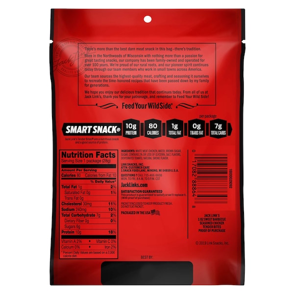 Jack Links 1 oz. Jack Link's Sweet Barbeque Chicken Tender Bites, PK48 - 10000029054