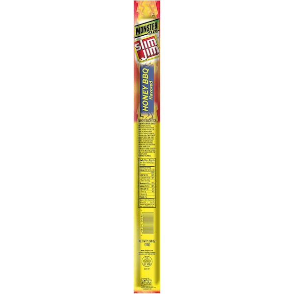 Slim Jim Monster Honey Barbecue Flavored Smoked Meat Snack Sticks 1.94oz., PK108 - 2620014041