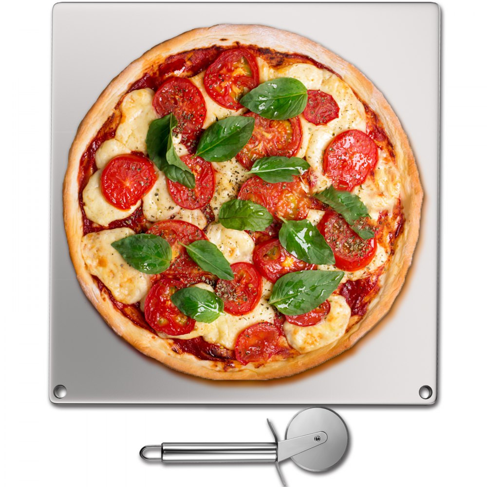 VEVOR Steel Pizza Stone, Solid Steel Baking Steel, 16" x 14" Steel Pizza Plate, 0.2" Thick Steel Pizza Pan, High-Performance Pizza Steel for Grill and Oven, Baking Surface for Oven Cooking and Baking - PSGBJCK4136CMYZ21V0