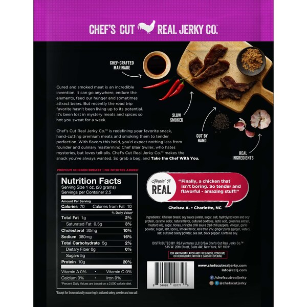 Chefs Cut Real Jerky Co Smoked Chicken Breast Korean Style 2.5 oz., PK8 - 7713