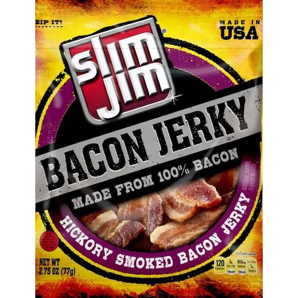 Slim Jim Slim Jim Smoked Bacon Jerky 2.75 oz. Bags, PK8 - 2620017236