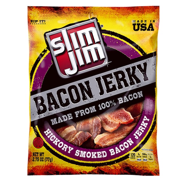 Slim Jim Slim Jim Smoked Bacon Jerky 2.75 oz. Bags, PK8 - 2620017236