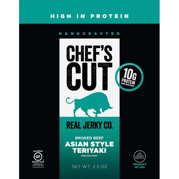 Chefs Cut Real Jerky Co Smoked Beef Teriyaki Asian 2.5 oz., PK8 - 5891