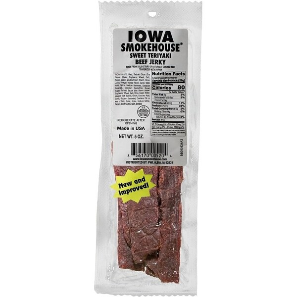 Iowa Smokehouse Beef Jerky, Sweet Teriyaki, 5 oz, 12/CS - IS-5JST