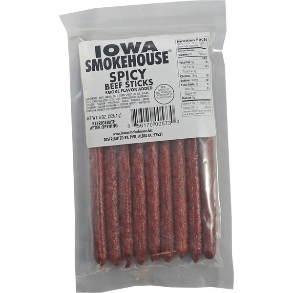 Iowa Smokehouse STICK BEEF SPICY 8OZ - IS-BSS12