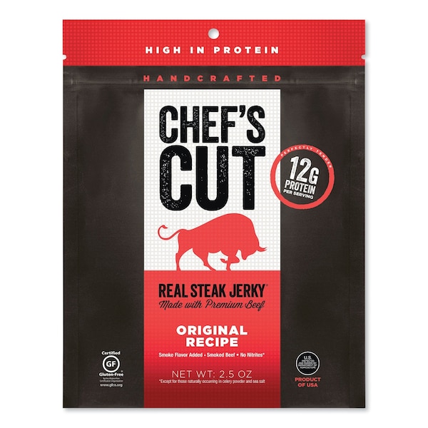 Chefs Cut Real Steak Jerky, Original Recipe, 2.5 oz Bag - CCR00500