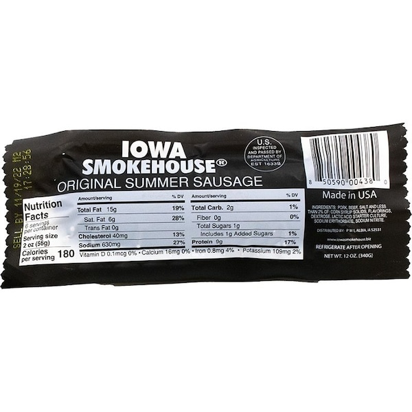 Iowa Smokehouse SAUSAGE SUMMER ORIGINAL 12OZ - IS-SS12O