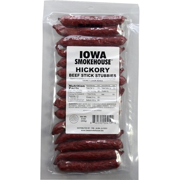 Iowa Smokehouse Beef Stick Stubbies, Hickory, 8 oz - IS-8BSTH
