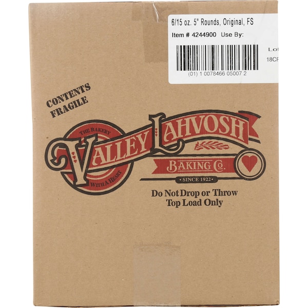 Valley Lahvosh Lahvosh Crackerbread 5 Rounds Original 15 oz., PK6 - 4244900