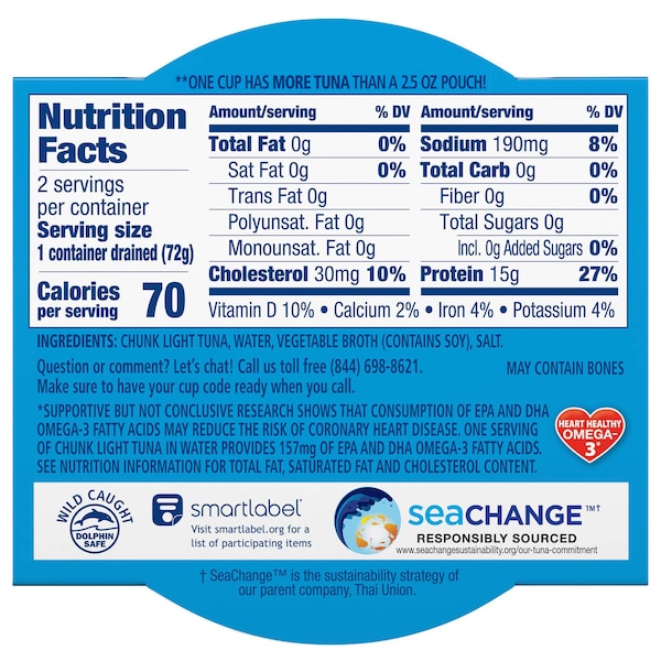 Chicken Of The Sea Chicken Of The Sea Chunk Light Tuna In Water Bowl 2.8 oz. 2 Count, PK8 - 10048000003185