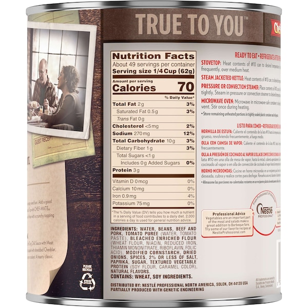 Chef-Mate Chef-Mate Hot Dog Chili Sauce With Meat 108 oz. Can, PK6 - 10050000051585