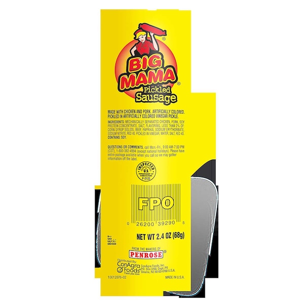Penrose Big Mama Pickled Sausage Pouch 2.4 oz., PK72 - 2620039290