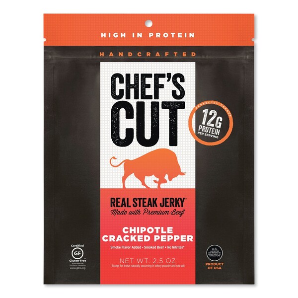 Chefs Cut Real Steak Jerky, Chipolte Cracked Pepper, 2.5 oz Bag - CCR00501