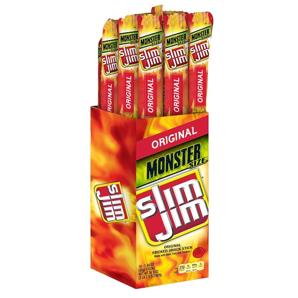 Slim Jim Slim Jim Monster Original Snack Sticks 1.94 oz. Sticks, PK108 - 2620014061