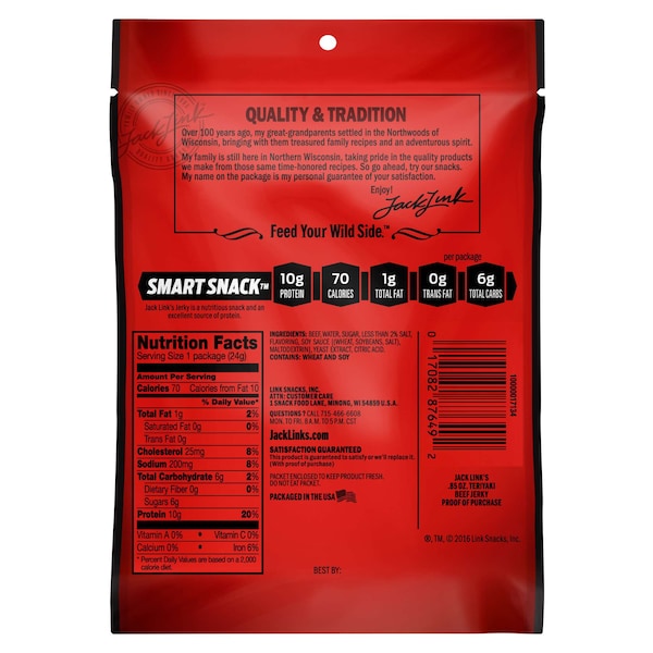 Jack Links Jack Link's Beef Jerky Teriyaki .85 oz., PK48 - 10000007717