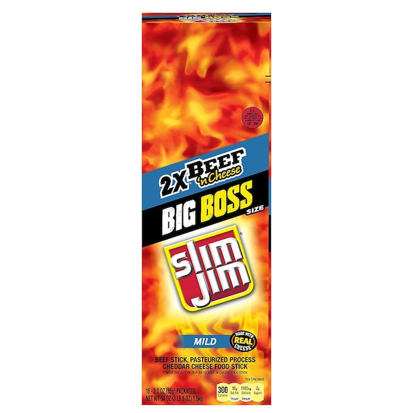 Slim Jim Slim Jim Mild Beef And Cheese Snack Sticks 3 oz. Sticks, PK108 - 2620017128