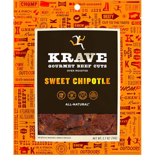 Krave Amplify Snacks Gourmet Sweet Chipotle Beef Cuts, PK8 - _6000180-KV