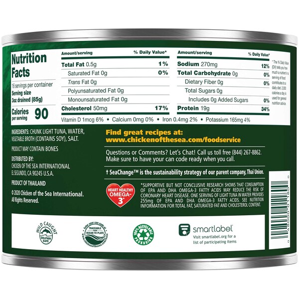 Chicken Of The Sea Chicken Of The Sea Tonggol Light Tuna In Water 66.5 oz., PK6 - 10048000011807