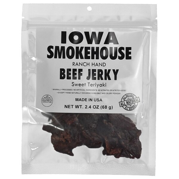Iowa Smokehouse -m Snacks, Beef Jerky Sweet Teriyaki, 2.4 oz, Bag - IS-RH2JT