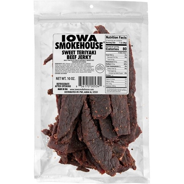 Iowa Smokehouse Beef Jerky, Sweet Teriyaki, 10 oz - IS-10JST