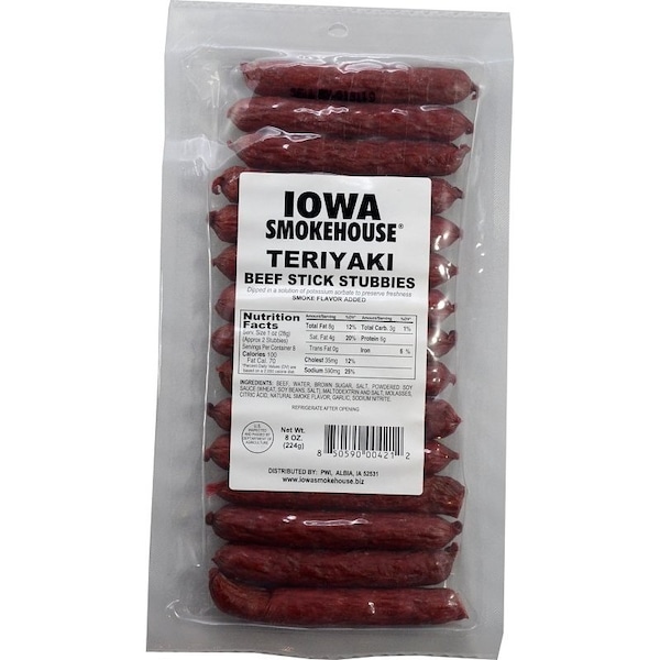 Iowa Smokehouse Beef Stick Stubbies, Teriyaki, 8 oz - IS-8BSTT