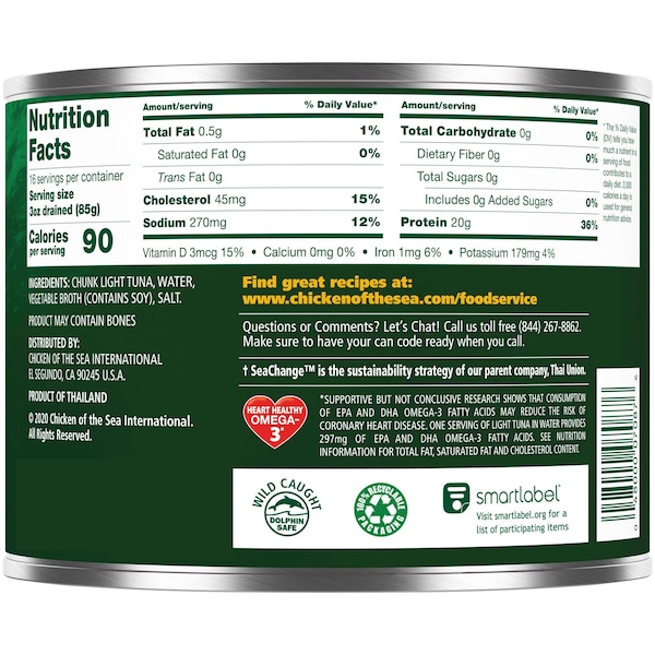 Chicken Of The Sea Chicken Of The Sea Imported Water Light Chunk Tuna 66.5 oz. Can, PK6 - 10048000070873