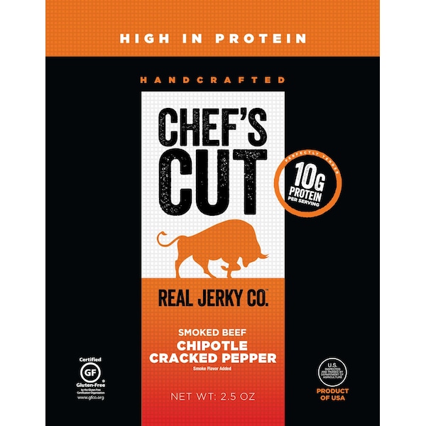 Chefs Cut Real Jerky Co Smoked Beef Chipotle Cracked Pepper 2.5 oz., PK8 - 5010