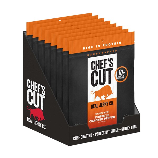 Chefs Cut Real Jerky Co Smoked Beef Chipotle Cracked Pepper 2.5 oz., PK8 - 5010