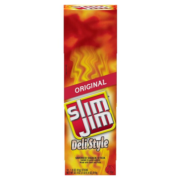 Slim Jim Slim Jim Deli Style Smoked Meat Snack Sticks 1.8 oz. Sticks, PK108 - 2620014012