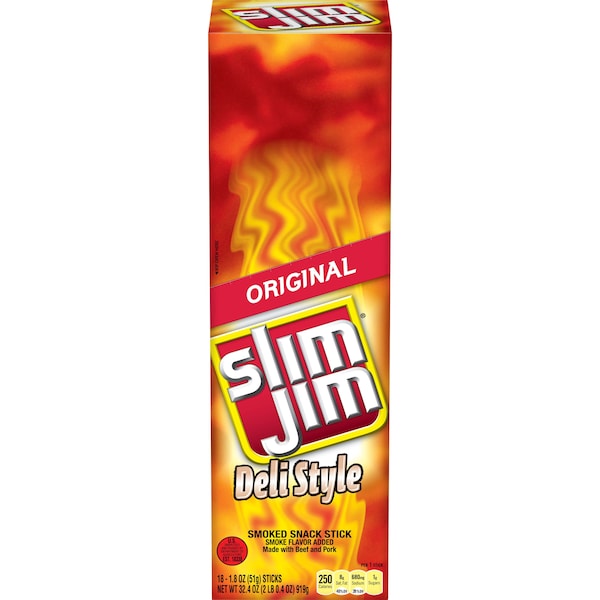 Slim Jim Slim Jim Deli Style Smoked Meat Snack Sticks 1.8 oz. Sticks, PK108 - 2620014012