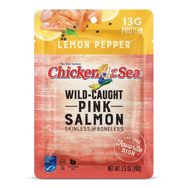 Chicken Of The Sea Skinless/Boneless Pink Salmon In Lemon Pepper Pouch 2.5 oz., PK12 - 10048000011722