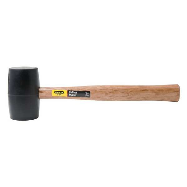 Stanley 16 oz. Rubber Mallet, 2 3/8 in Face Dia., 11 3/4 in L Wood Handle - 51-104