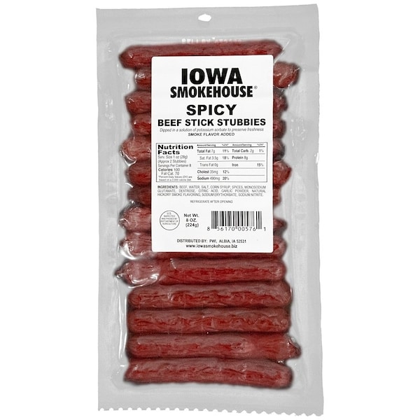 Iowa Smokehouse STICK BEEF STUBBIES SPICY 8OZ - IS-8BSTS