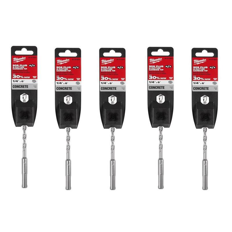 Broca de Carburo SDS-PLUS de 2 Cortes de 1/4 pulgadas x 6 pulgadas Milwaukee (Paquete de 5) - 48-20-8231-5X